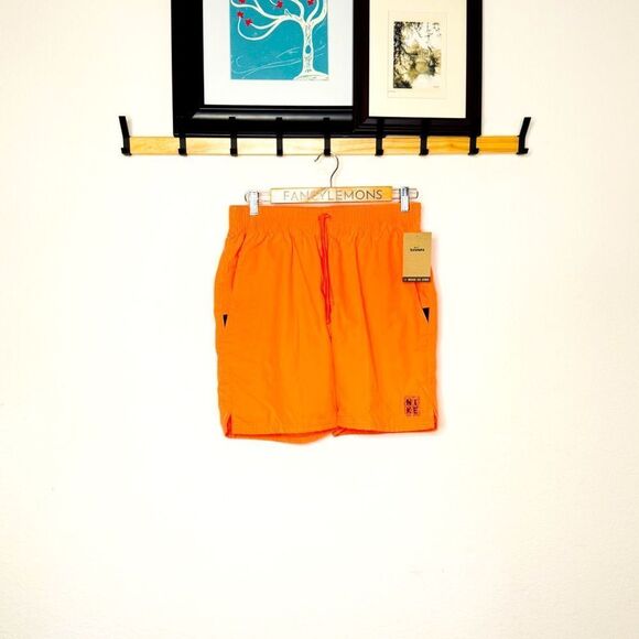 Nike NWT! Men’s Swim Trunks Orange Recycled Fabric size Medium - Picture 1 of 12